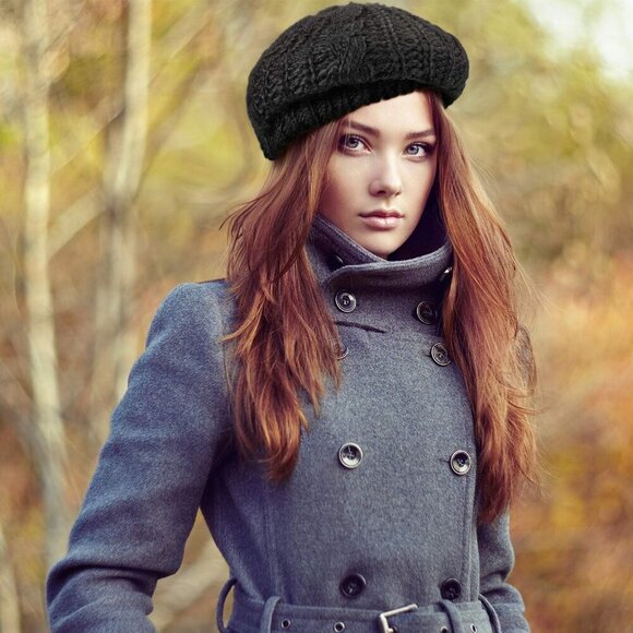 2 Pcs Women Crochet Beret Solid Color Knit Beanie Hats Lightweight Ladies Slouch - Picture 6 of 7